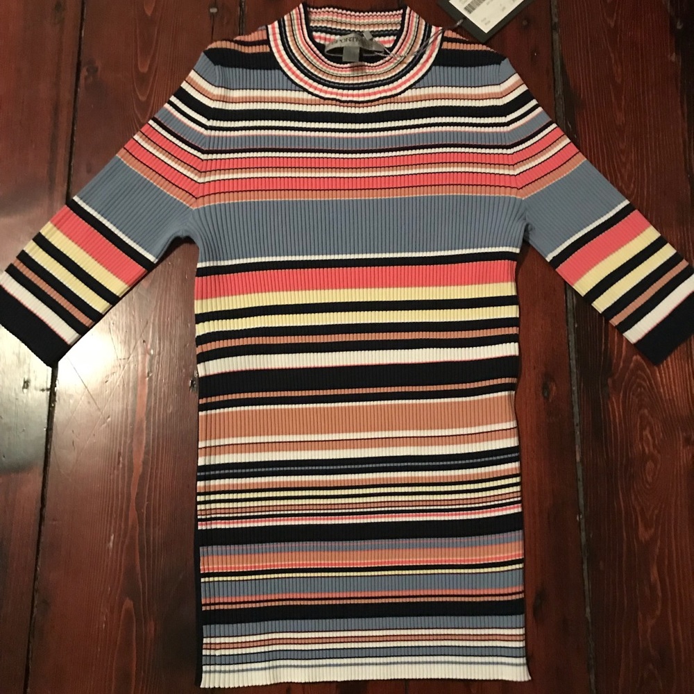 Sportmax SS18 knit mock turtleneck multi stripe